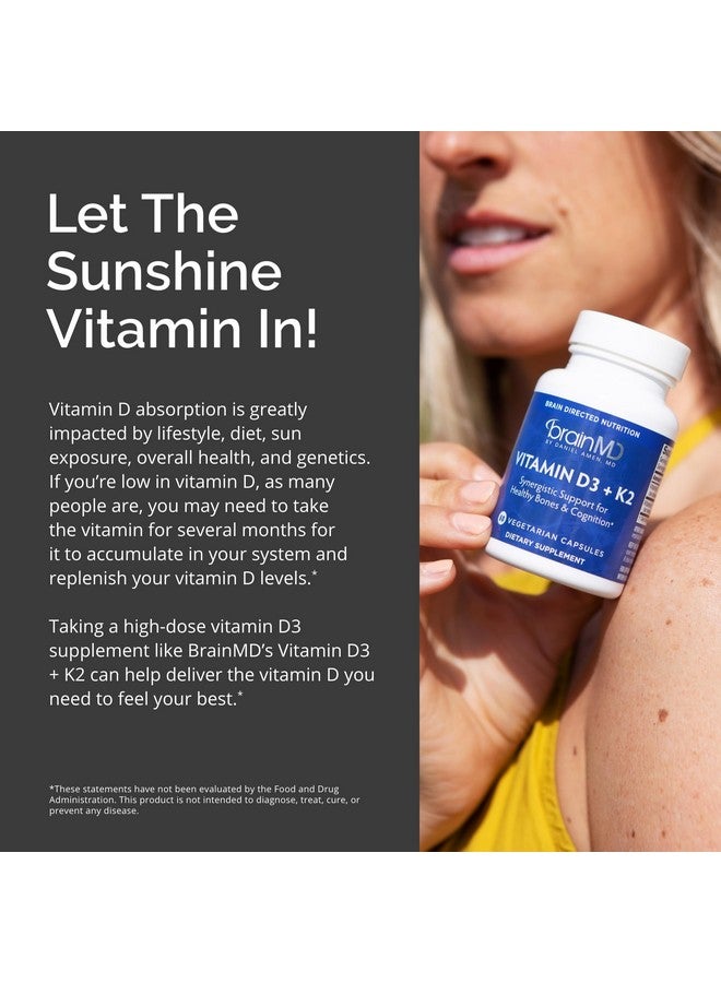 برينمد كبسولات فيتامين د3 + ك2 من BRAINMD - 60 كبسولة - دعم تآزري لصحة العظام والإدراك - خالية من الجلوتين - 60 وجبة - Image 5