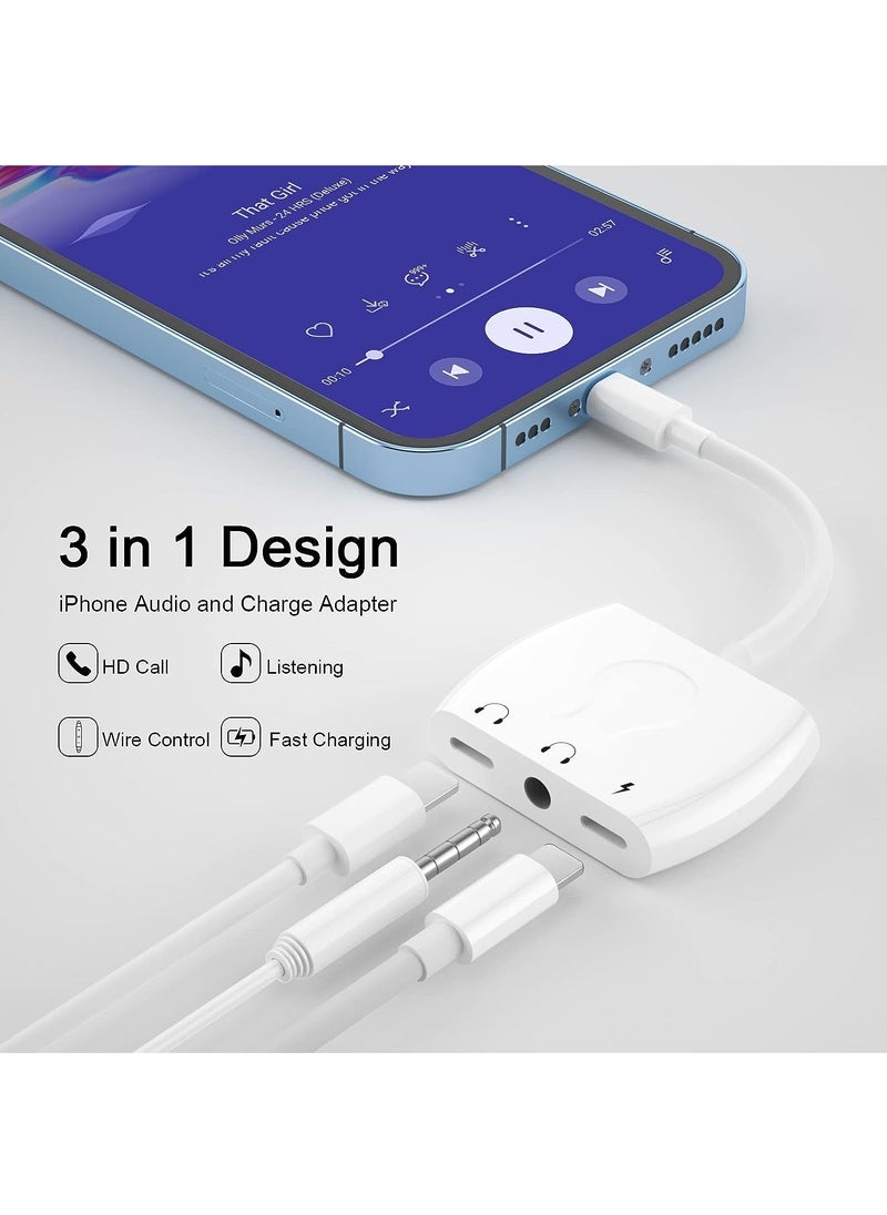 Generic - Lightning to 3.5mm Headphone Jack Audio Adapter,iPhone to 3.5mm Earphone Splitter Adapter with Charging Port,iPhone to aux adapter,Compatible With iPhone 13/12/11/X/8/8/7,Support Newest iOS 15 - Image 1