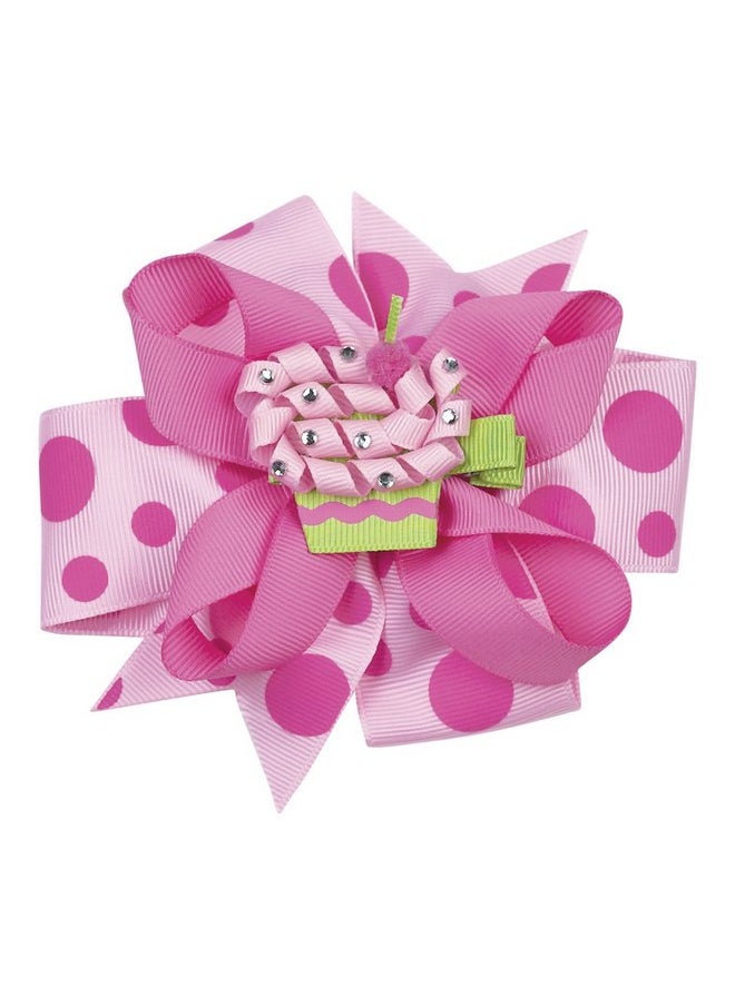 Bearington Collection - Bearington Baby Cupcake 3 in 1 Girl's First Birthday Outfit Hair Bow, Pink - Image 1