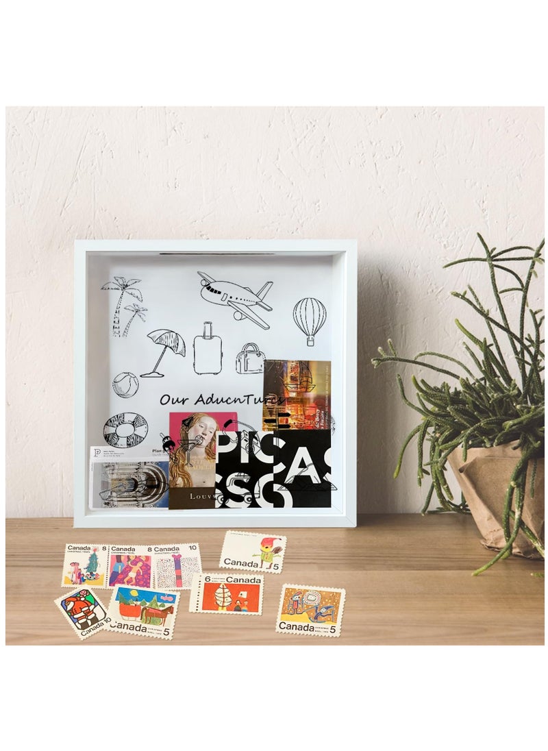 Excefore - Keepsake Memory Box,Adventure Archive Box,Commemorative Box,Shadow Box with Slot,with Traceless Nails.Suitable for Tabletop and Wall Display,Traveler's Gift, 12in-Cartoon - Image 1