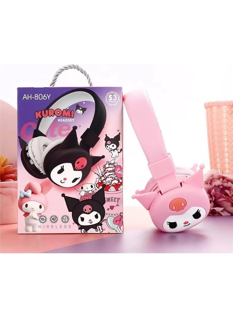 kuromi Cat Ear Wireless Headphones  Bluetooth On-Ear with Mic, 18H Playtime, Cute Design for Kids - Image 2