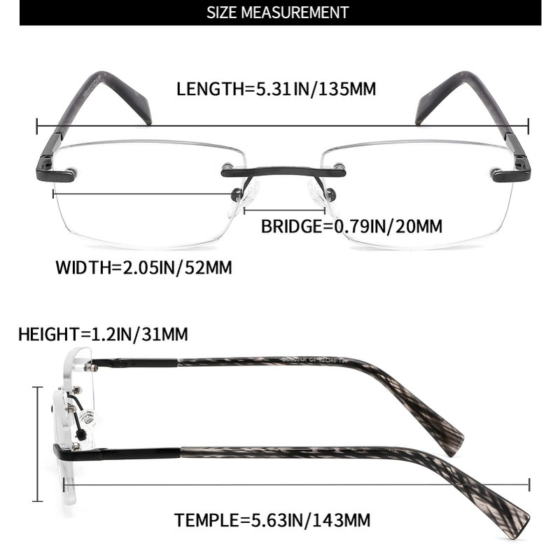 Jjwell 3 Pack Reading Glasses For Men Blue Light Blocking  Lightweight Rimless Metal Mens Eyeglasses Readers  Anti Eyestrain/Dryness/Computer Glare/Uv 400  Spring Hinge Eyeglasses(225 Strength) - Image 5