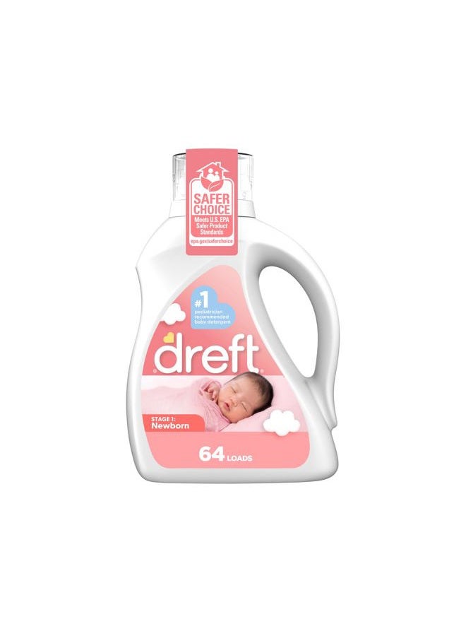 Dreft Stage 1 Newborn Baby Liquid Laundry Detergent, Gentle on Sensitive Skin, HE Compatible, 64 loads - Image 1