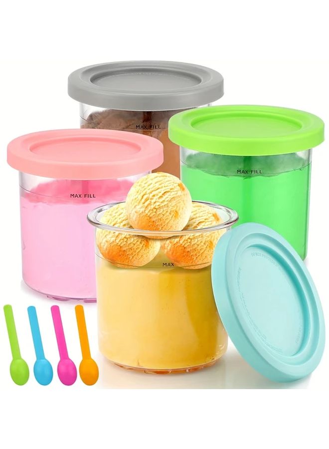 4 Pack Replacement Pints And Lids For Ice Cream Machine Dishwasher Safe BPA Free - Image 1