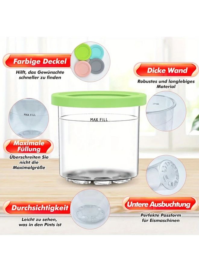 4 Pack Replacement Pints And Lids For Ice Cream Machine Dishwasher Safe BPA Free - Image 4