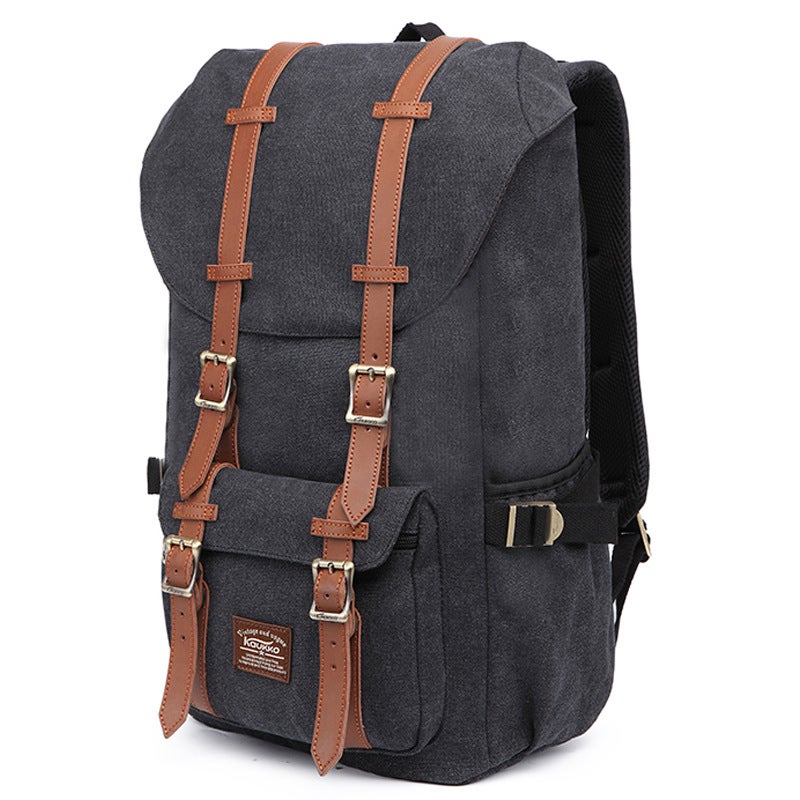 Wear-Resistant Backpack Canvas Bag Outdoor Leisure Travel Bag Backpack Student Schoolbag - Image 3
