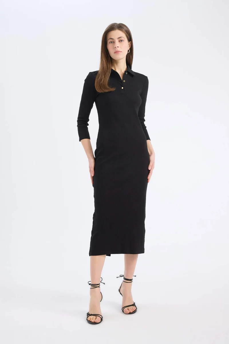 ديفاكتو Bodycon Polo Collar Camisole Midi Dress