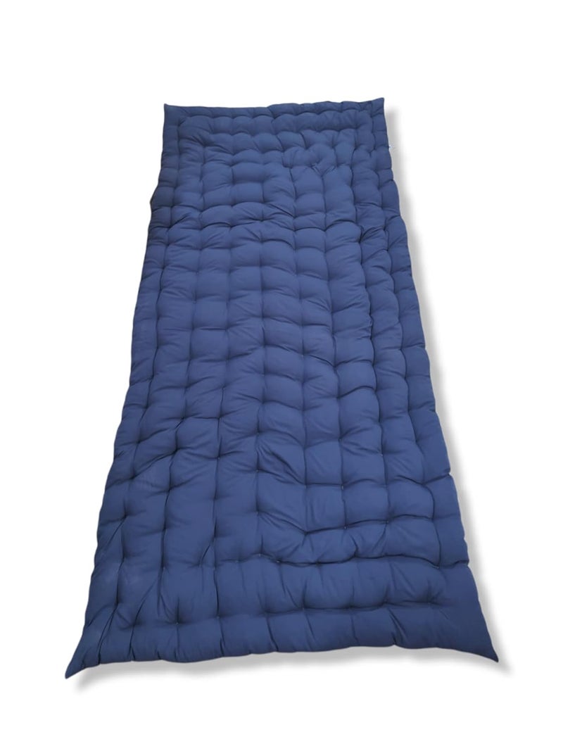 ATOOTFUSION Soft Cotton Foldable Light Weight Filled Single Firm Mattress Gadda Solid Coloured 1 Sleeping Capacity 3 x 6 ft or 72 x 36 Inches Navy Blue - Image 2