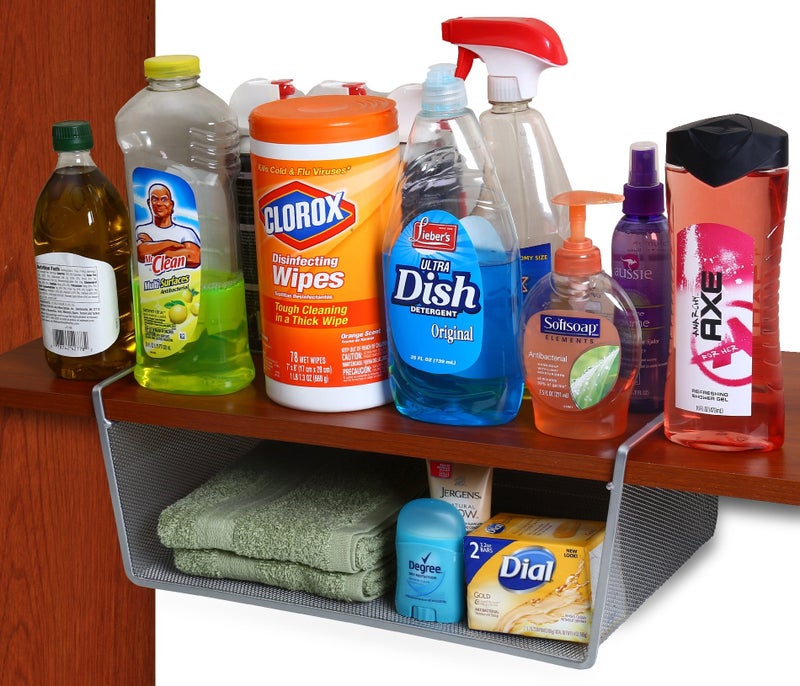 YBM Home Under Shelf Basket - Mesh Stainless Steel Storage Under Cabinet Hanging Basket Rack Maximize Space in Cabinets, Pantry Room, Bathroom, Laundry Room, and More, 1131 - Image 2