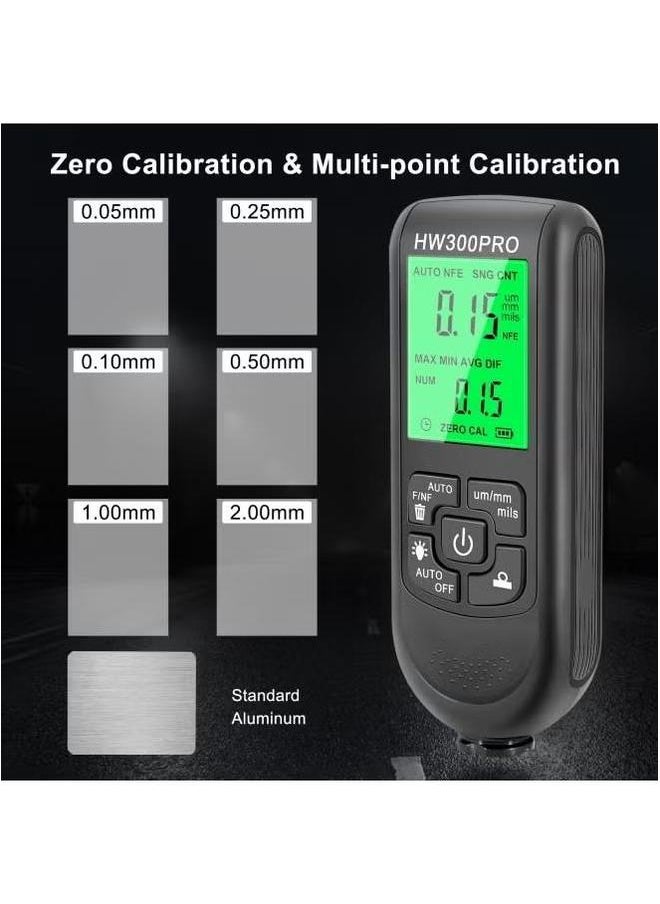Generic - HW-300PRO Car Paint Film Automatic Thickness Gauge, 0-2000um Fe u0026 NFe Coating Tester Manual Automotive Tools - Image 1