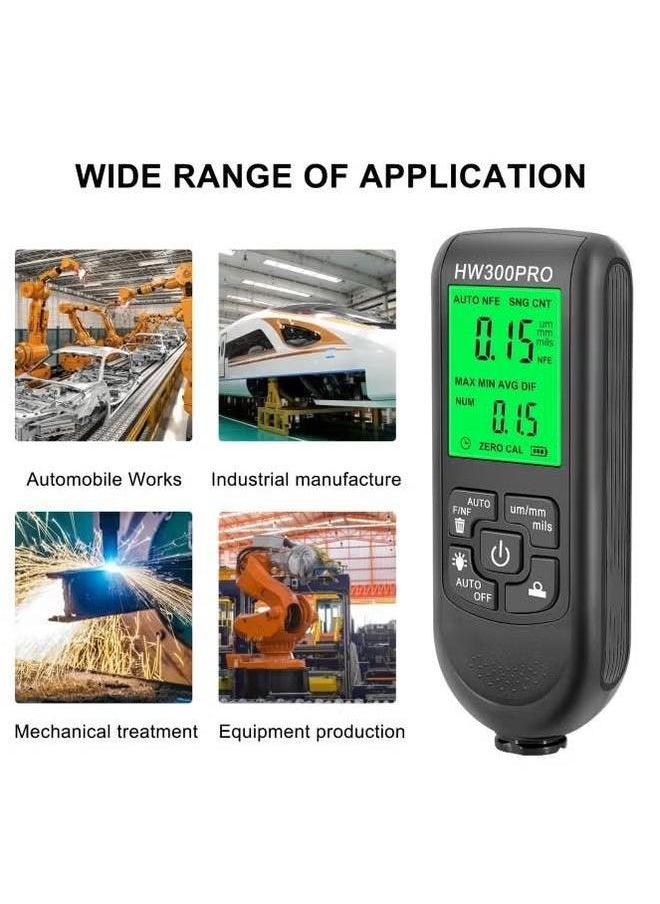 Generic - HW-300PRO Car Paint Film Automatic Thickness Gauge, 0-2000um Fe u0026 NFe Coating Tester Manual Automotive Tools - Image 1