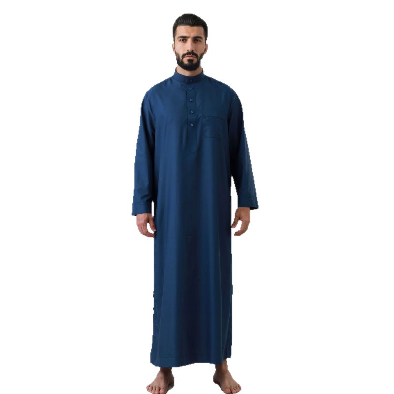 New Style Stand Collar Casual Elegant Long Sleeve Men's Thobe Basic Outerwear  Coat - Image 1