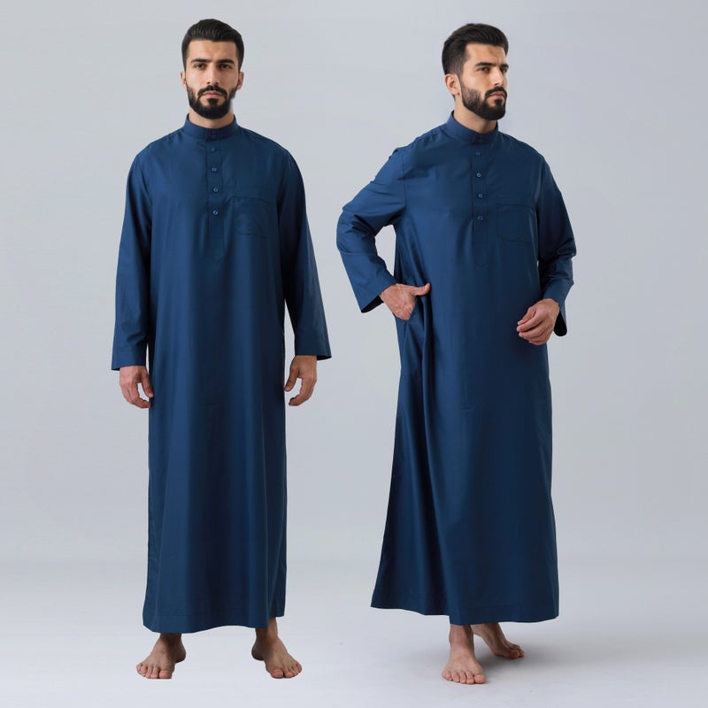New Style Stand Collar Casual Elegant Long Sleeve Men's Thobe Basic Outerwear  Coat - Image 2
