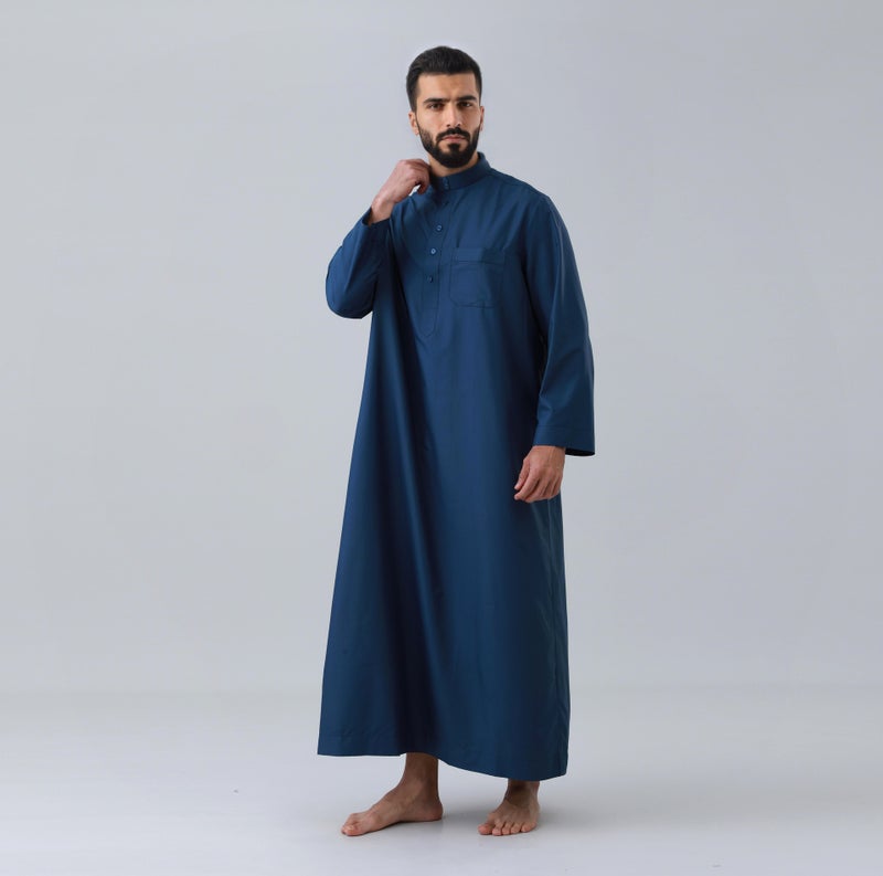 New Style Stand Collar Casual Elegant Long Sleeve Men's Thobe Basic Outerwear  Coat - Image 3