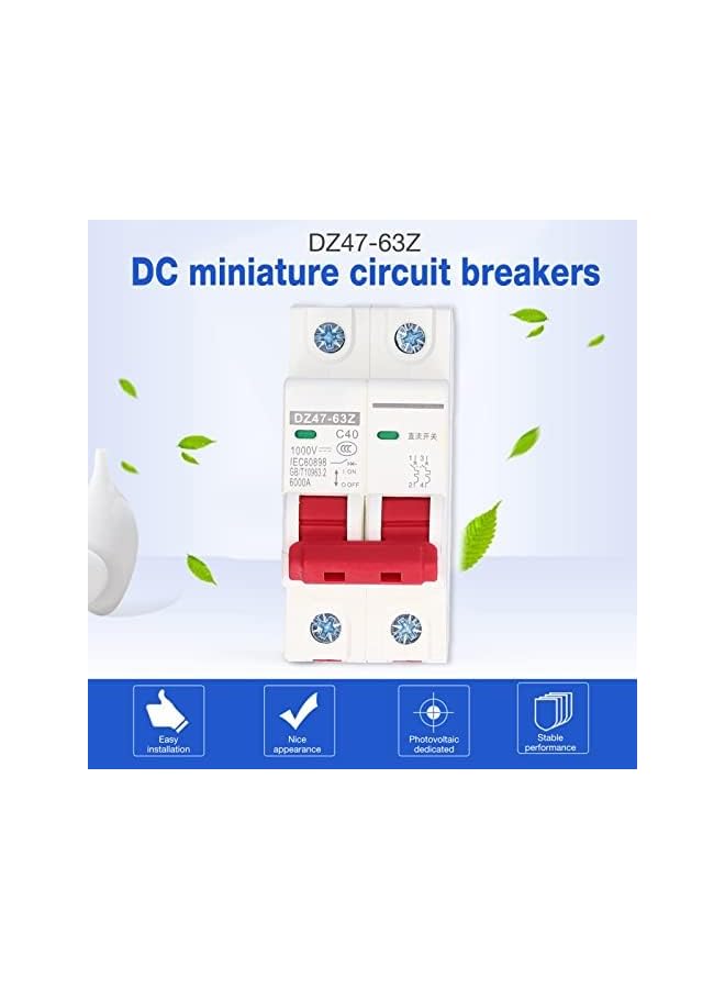 PROMASS DC Miniature Circuit Breaker, for Solar Photovoltaic, Electric Motorcycle, Electric Car, 40A Solar PV System DC Disconnect Switch Isolator DIN Rail Mount Circuit Breaker - Image 3
