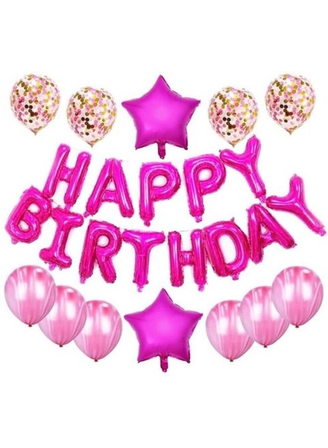 Haimimall Happy Birthday Balloons Set Rose Red-13Pcs Letters Balloons 2Pcs Giant Star Foil Balloons 4Pcs Confetti Balloons 12Pcs Latex Balloons
