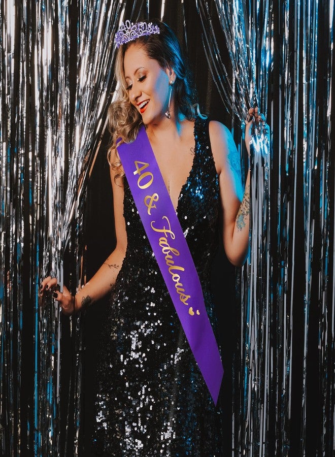 Ondder Purple 40th Birthday Tiara and Sash for Women - 40 & Fabulous Birthday Sash and Crown Set - Fashion Headband - Women's Costume Circlet - 2 Count - Image 5