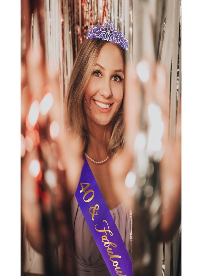 Ondder Purple 40th Birthday Tiara and Sash for Women - 40 & Fabulous Birthday Sash and Crown Set - Fashion Headband - Women's Costume Circlet - 2 Count - Image 4