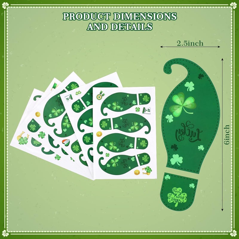 Marsui St Patricks Day Decorations Set Includes Hanging Happy St Patricks Day Wooden Wall Decor and 5 Sheets Leprechaun Footprints Floor Decals Happy St Patricks Day Sign Shamrock Door Decoration - Image 3