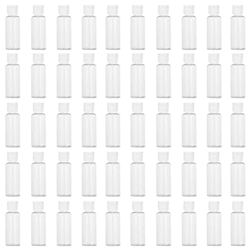 LZCNM 50 Pack 1.7oz/50ml Travel Plastic Empty Bottles Mini Hand Sanitizer Bulk Travel Size with Flip Cap, Squeezable Refillable Container for Cosmetic Baby Shower Birthday Wedding Party Favor (50PC-CLEAR) - Image 1