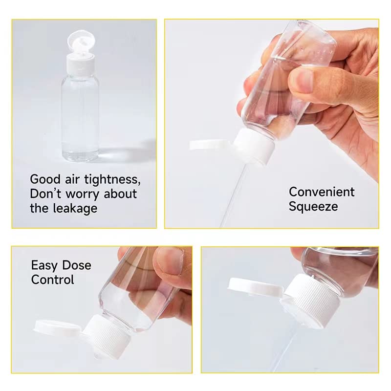 LZCNM 50 Pack 1.7oz/50ml Travel Plastic Empty Bottles Mini Hand Sanitizer Bulk Travel Size with Flip Cap, Squeezable Refillable Container for Cosmetic Baby Shower Birthday Wedding Party Favor (50PC-CLEAR) - Image 3
