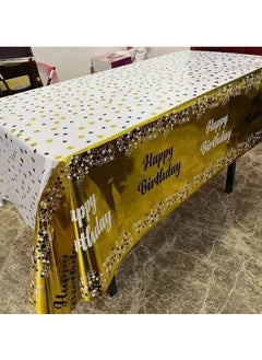 Happy Birthday Table Covers Golden Colors Confetti Tablecloth Party Decoration