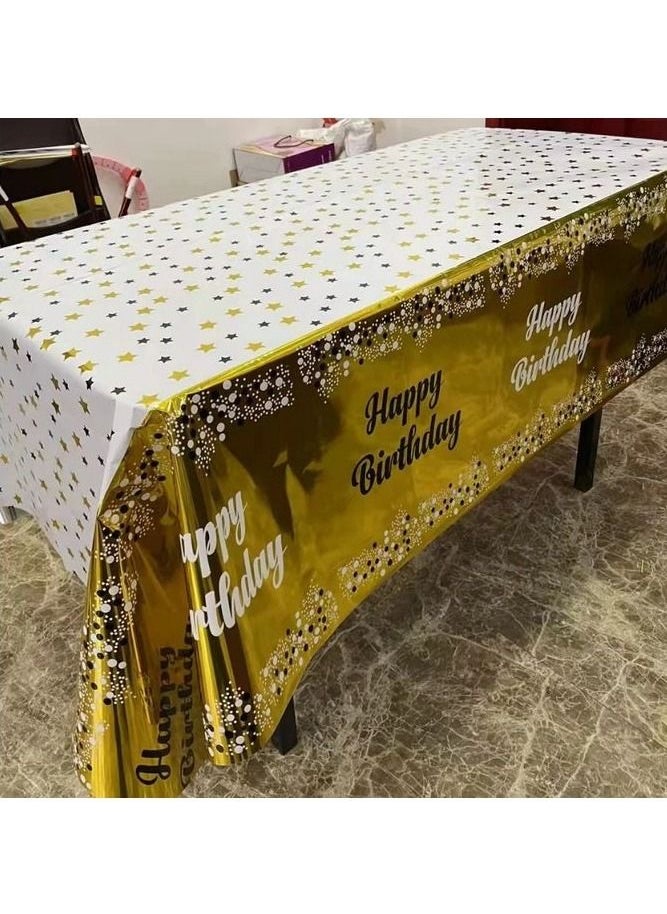 Generic - Happy Birthday Table Covers Golden Colors Confetti Tablecloth Party Decoration - Image 1