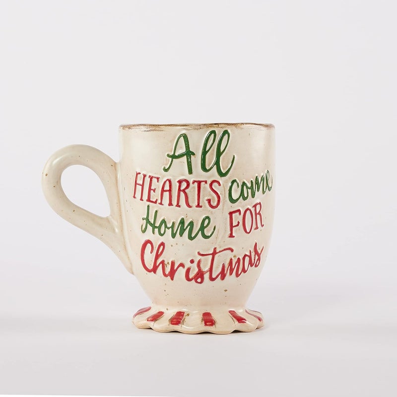 Mud Pie Hearts 16 oz Farmhouse Christmas Pedestal Mug - Image 1