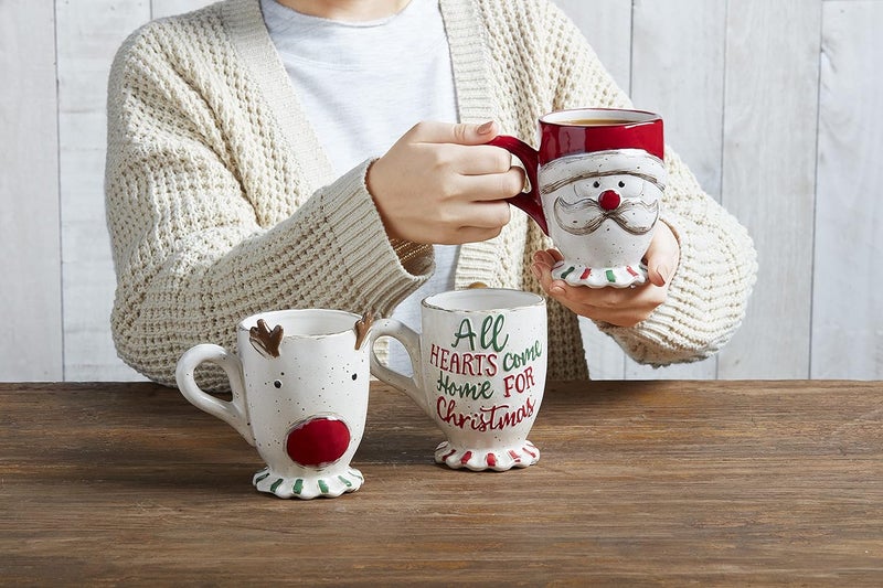 Mud Pie Hearts 16 oz Farmhouse Christmas Pedestal Mug - Image 3