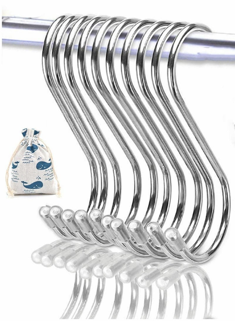 S Hooks Large 10 Pack Stainless Steel Metal Shaped Heavy-Duty Hanging Hangers with Ball Ends for Spoon Pan Pot Towel in Kitchen Bedroom Bathroom Office - Image 1