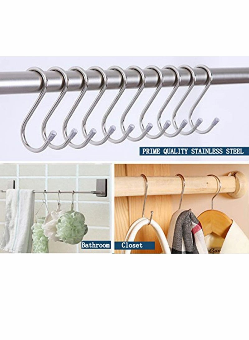 S Hooks Large 10 Pack Stainless Steel Metal Shaped Heavy-Duty Hanging Hangers with Ball Ends for Spoon Pan Pot Towel in Kitchen Bedroom Bathroom Office - Image 4