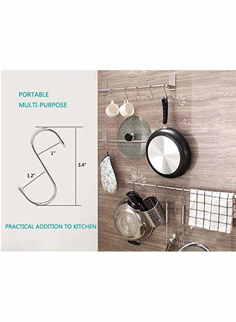S Hooks Large 10 Pack Stainless Steel Metal Shaped Heavy-Duty Hanging Hangers with Ball Ends for Spoon Pan Pot Towel in Kitchen Bedroom Bathroom Office - Image 2