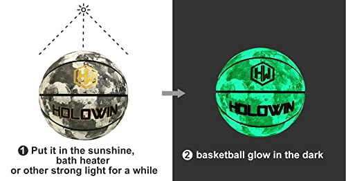 HW HOLOWIN Reflective Glowing Holographic Luminous Basket Ball for Night Game Perfect HoloHoops Gifts Toys Gray Size 7 - Image 5