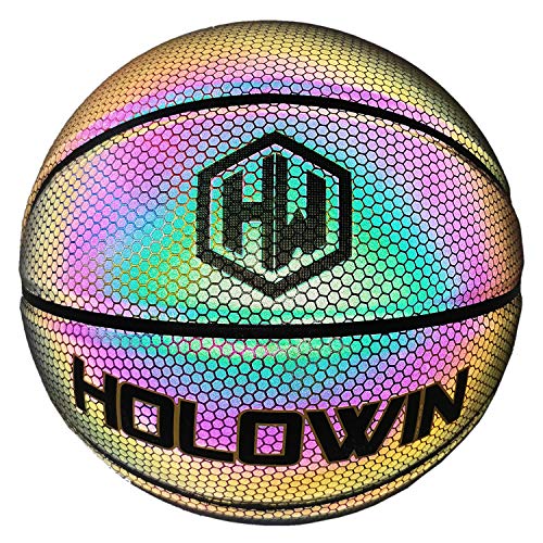 HW HOLOWIN Reflective Glowing Holographic Luminous Basket Ball for Night Game Perfect HoloHoops Gifts Toys Gray Size 7 - Image 1