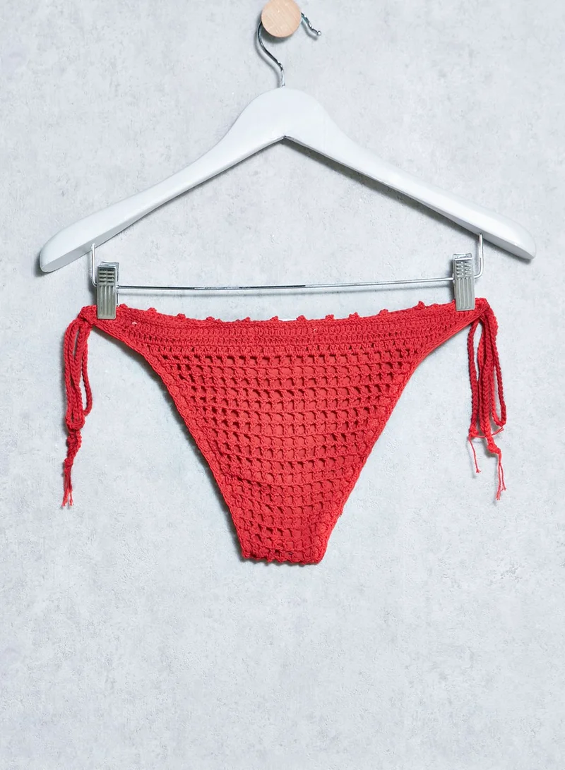 Missguided Crochet Fringe Bikini Set