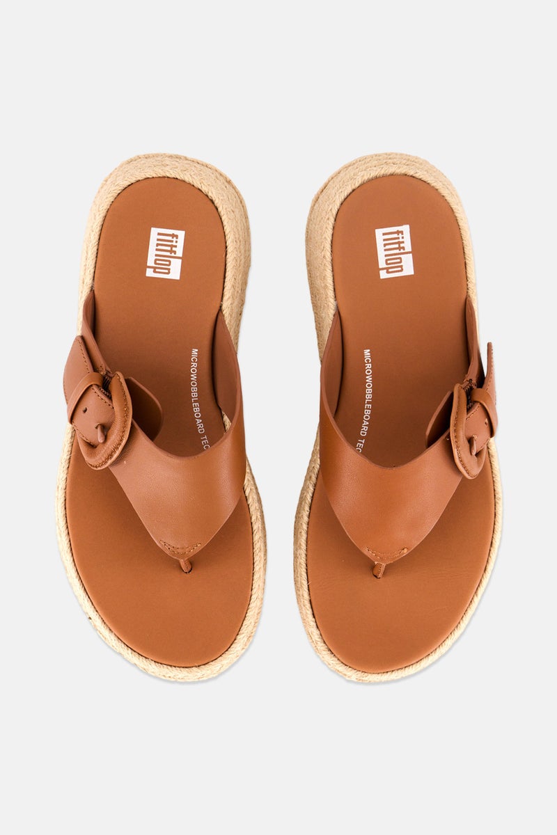 FitFlop صندل نسائي ف-مود إسبادريل قابل للتعديل من الجلد بقاعدة مسطحة وأصابع مكشوفة، بني - Image 3