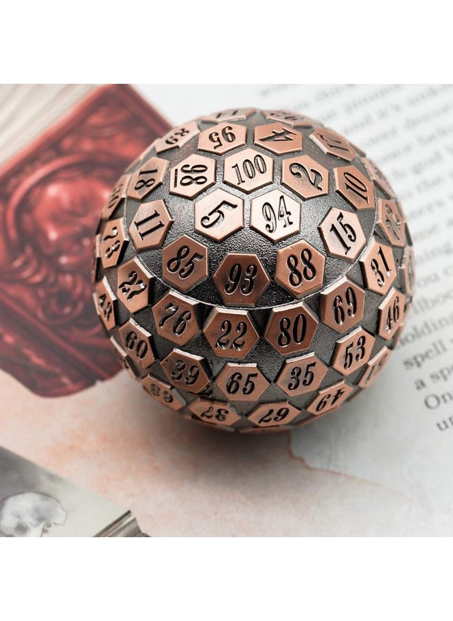 cusdie D100 Dnd Metal Dice 100 Sided Giant Metal Dice Single D100 Polyhedral Dice With Metal Case And Dice Bag For Rpgs (Ancient Copper)  - Image 5