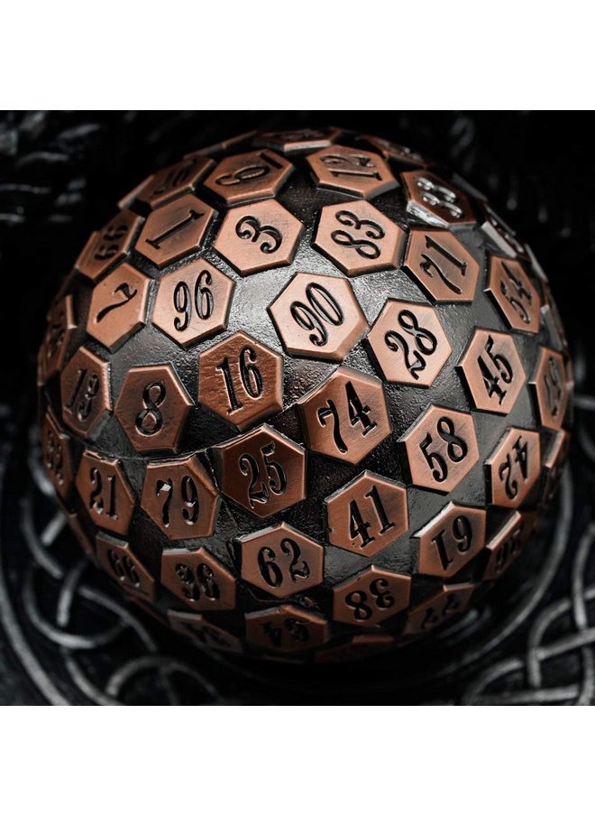 cusdie D100 Dnd Metal Dice 100 Sided Giant Metal Dice Single D100 Polyhedral Dice With Metal Case And Dice Bag For Rpgs (Ancient Copper)  - Image 3