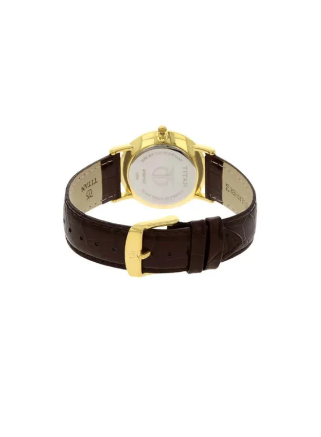 TITAN White Dial Leather Strap Watch