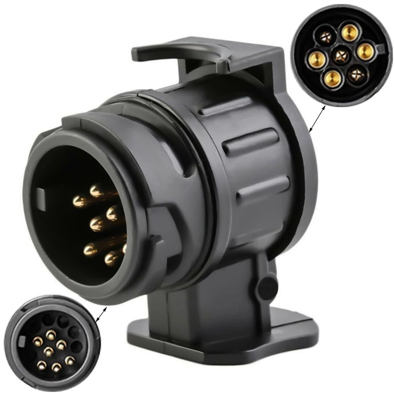 Generic Greluma 1pc Trailer Adapter 12V 13 Pin to 7 Pin Trailer Converter Waterproof 13 Way 7 Way Trailer Converter for Car RV Boat Truck  - Image 2