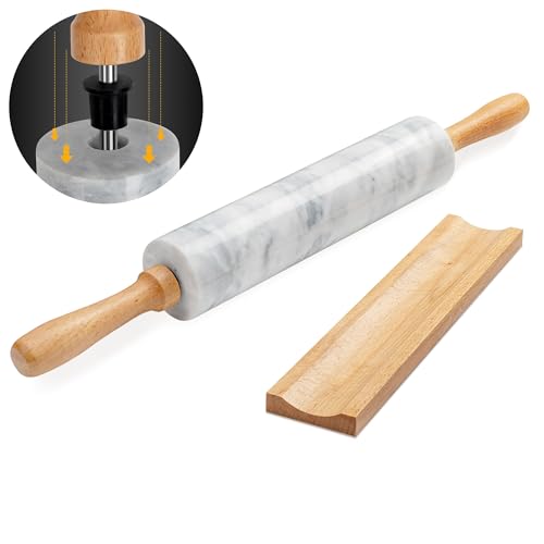 Kafoor 167 Inches Marble Rolling Pin for Baking with Wooden Handles Wooden Cradle Rolling Pin for making Pizza Dough Tortillas Dough Roller for Pasta Cookie Pie Crust and More - Image 3
