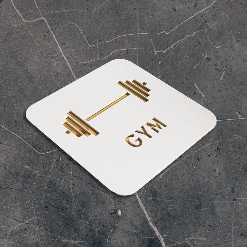 Sign Studio Gym Room Door Sign – 6 x 6 Inch Self-Adhesive Acrylic Board – Professional Signage for Business, Office, Corporate, Hotel, Factory, Club, Commercial Spaces & Malls - Image 1