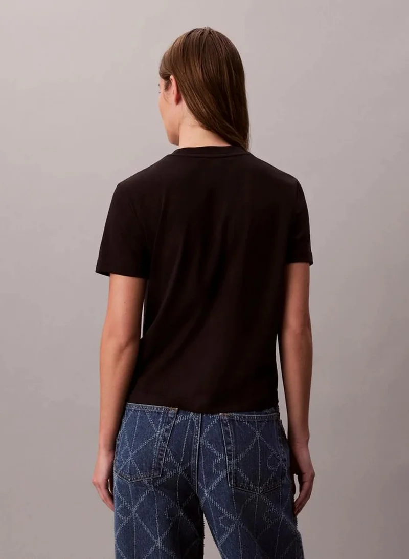 Calvin Klein Jeans black Script Logo Graphic Slim T-Shirt for Women | Best Price UAE