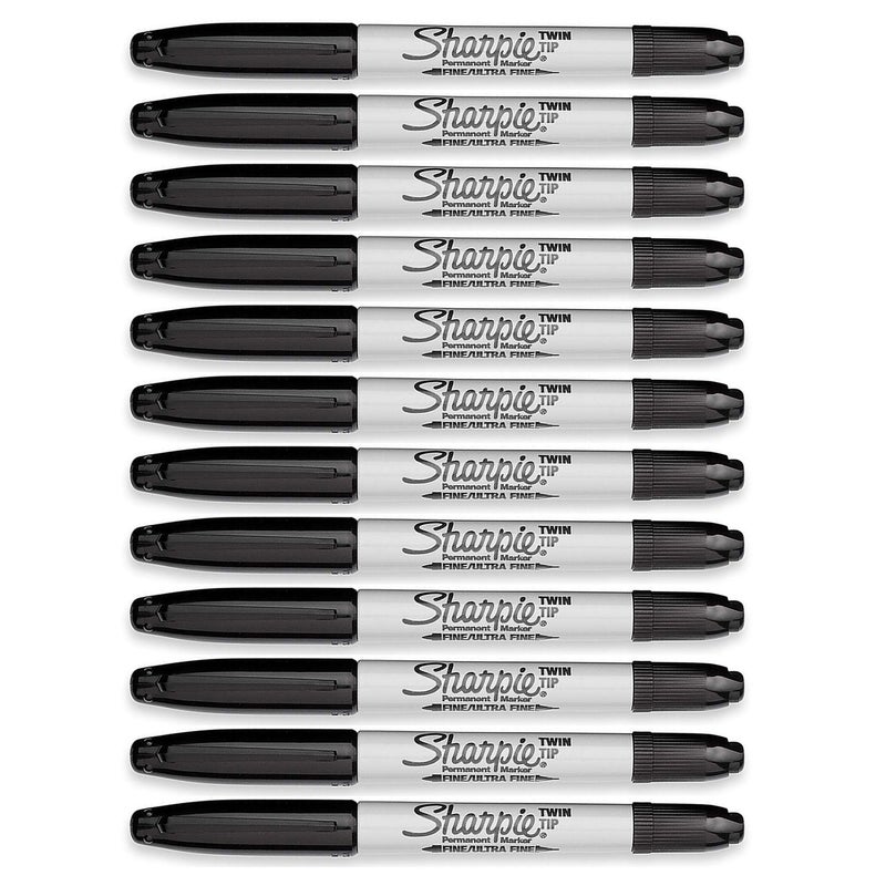 Sharpie TwinTip Permanent Markers Ultra Fine and Fine Point 12Count Black - Image 2