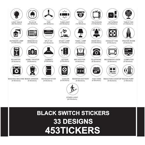 Pinaco India Switch Board Stickers - 453 Stickers, 33 Unique Designs | Decorative Wall Stickers for Switches, Home & Office, Easy-to-Apply Wall Stickers for Switches, Waterproof Vinyl Decals 1.5 cm - Image 3