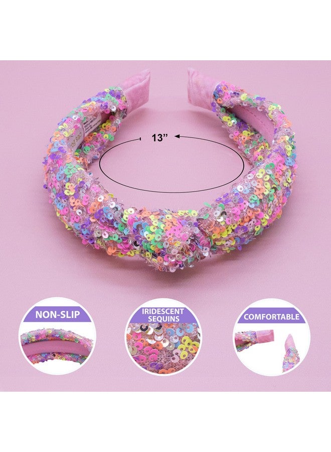FROG SAC FROG SAC Sequin Knot Headband for Girls, Rainbow Knotted Hair Bands Accessories for Kids, Sparkly Iridescent Little Girl Headbands, Cute Fashion Hairbands for Tweens Stocking Stuffers for Children - Image 4
