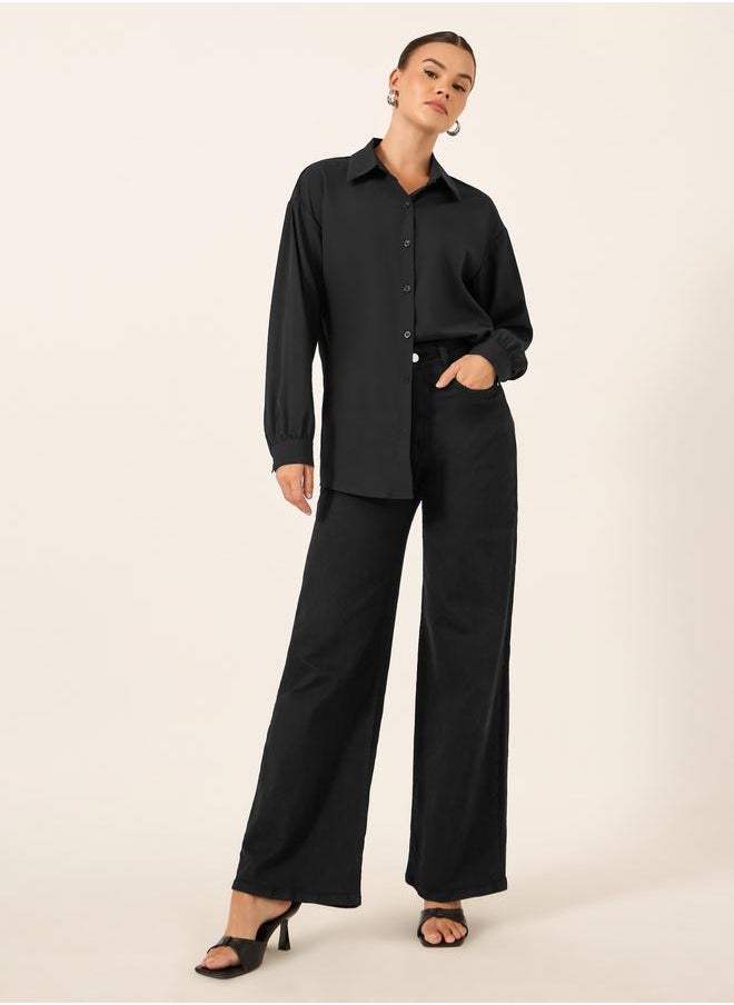 Take Two Take Two Solid Button Front Long Sleeve Shirt  - Image 2