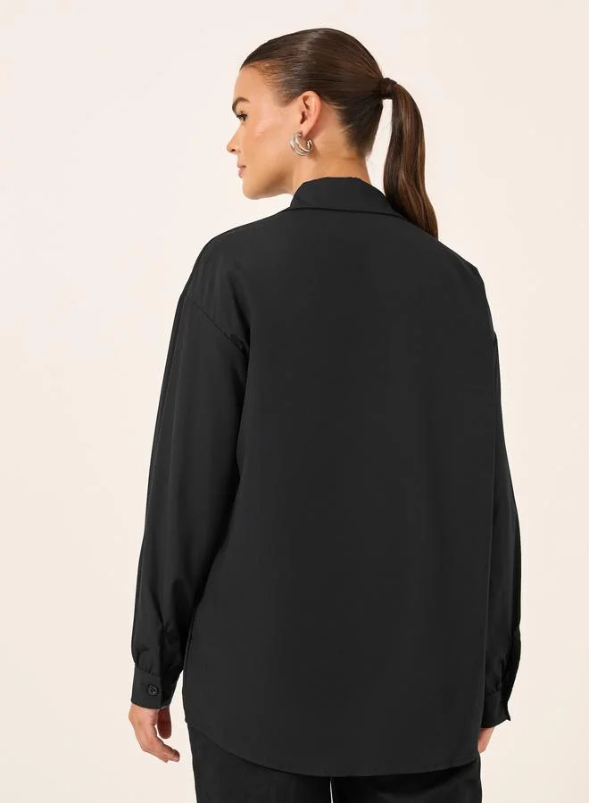 Take Two Take Two Solid Button Front Long Sleeve Shirt