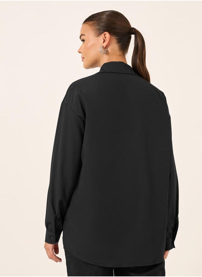 Take Two Take Two Solid Button Front Long Sleeve Shirt  - Image 5