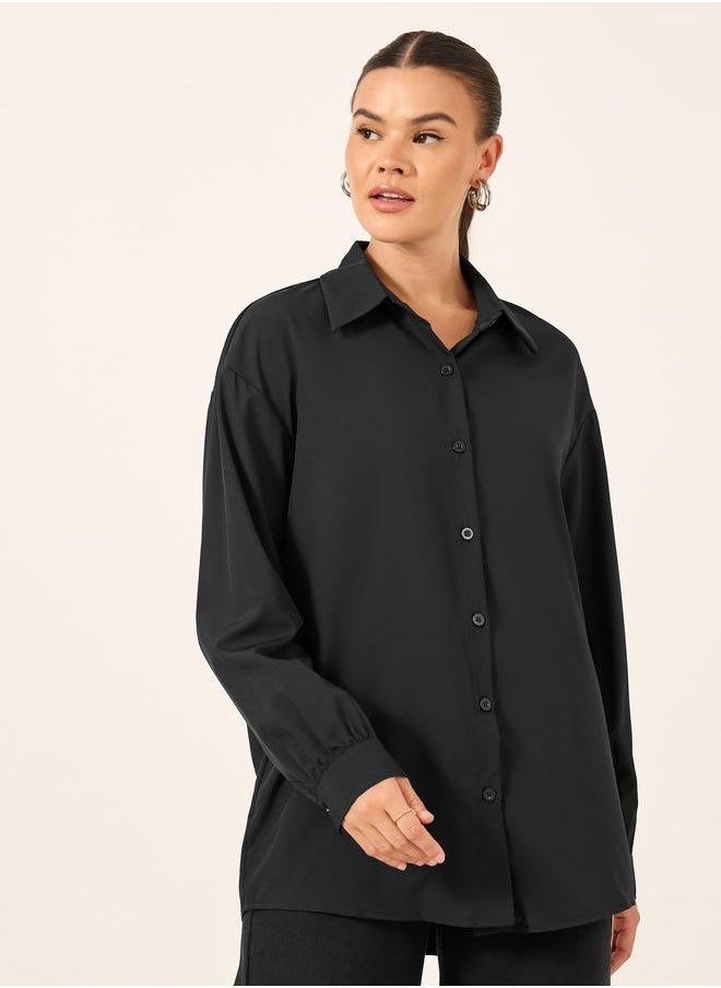 Take Two Take Two Solid Button Front Long Sleeve Shirt  - Image 3